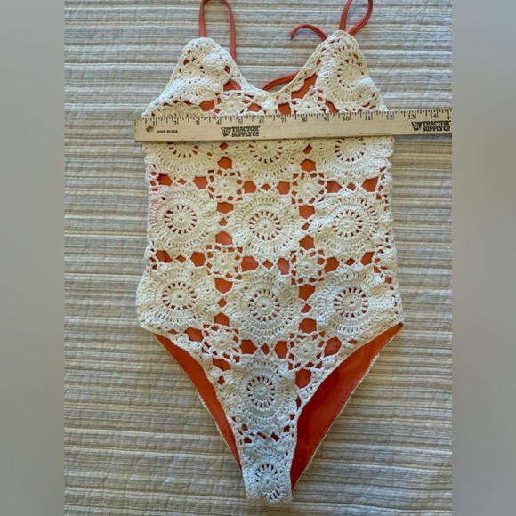 Boho Crochet One-Piece Swimsuit | Retro Festival Swimwear - Picture 5 of 8